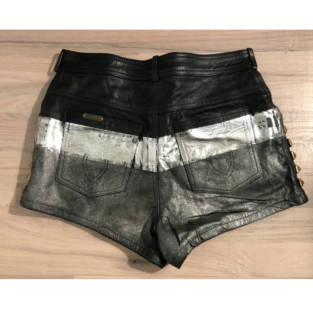 Vintage Rag Union High Waisted Leather Shorts - Picture 3 of 6